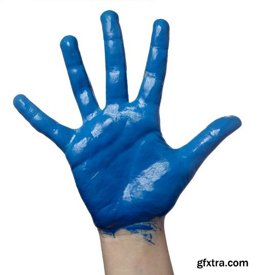 Children's hands in colored paint - 18xUHQ JPEG Photo Stock