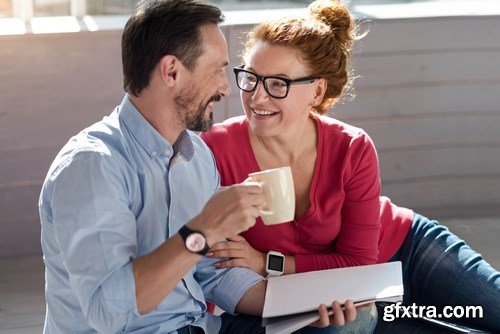 Woman and Man - Working with Laptop & Taking Notes 2 - 25xUHQ JPEG Photo Stock