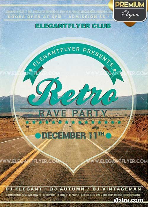 Retro Rave Party V1 Flyer PSD Template + Facebook Cover