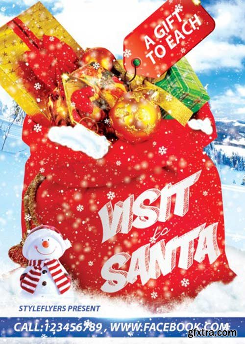 Visit to Santa PSD Flyer V5 Template with Facebook Cover