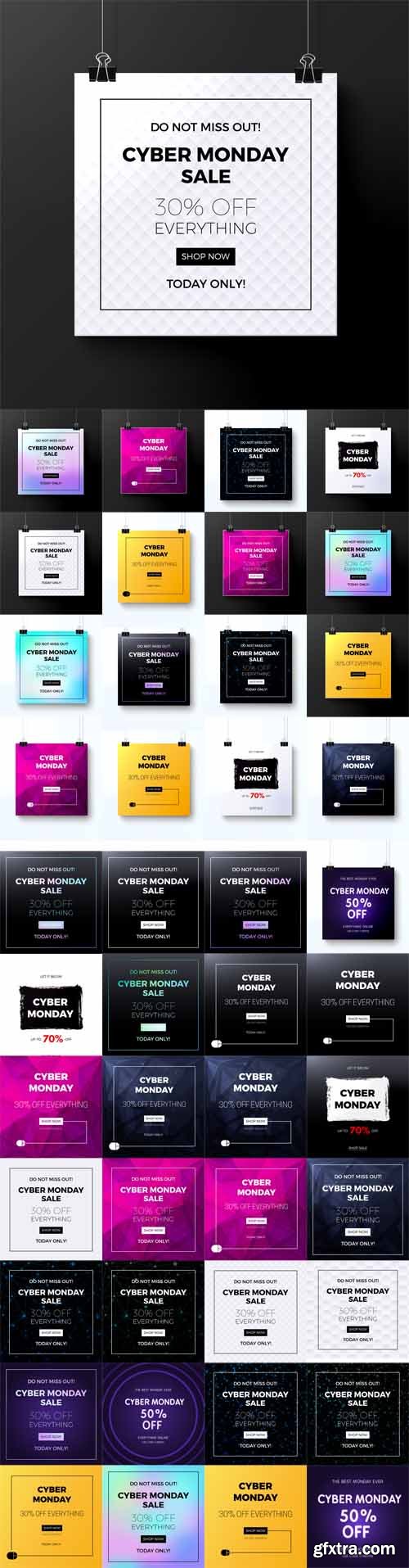 Vector Set - Cyber Monday Concept Design for Banner, Flyer and Advertisement