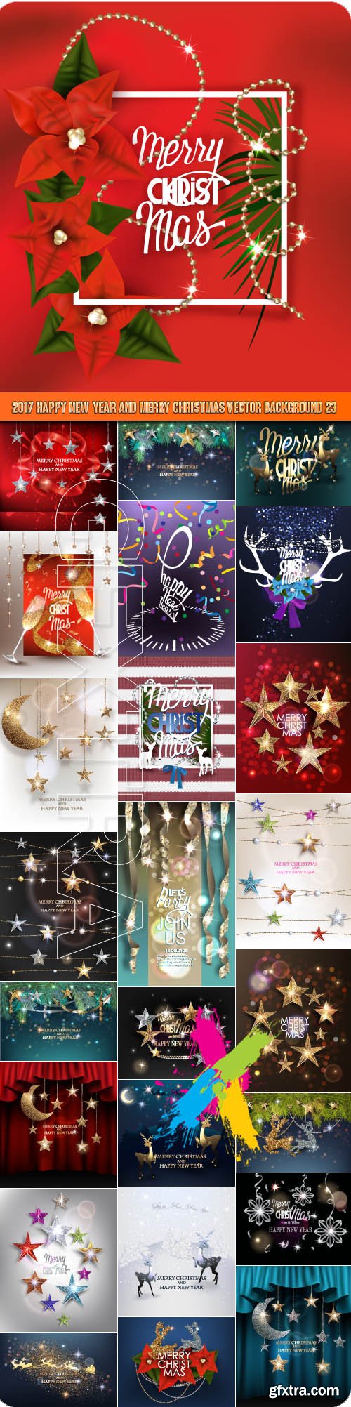 2017 Happy New Year and Merry Christmas vector background 23