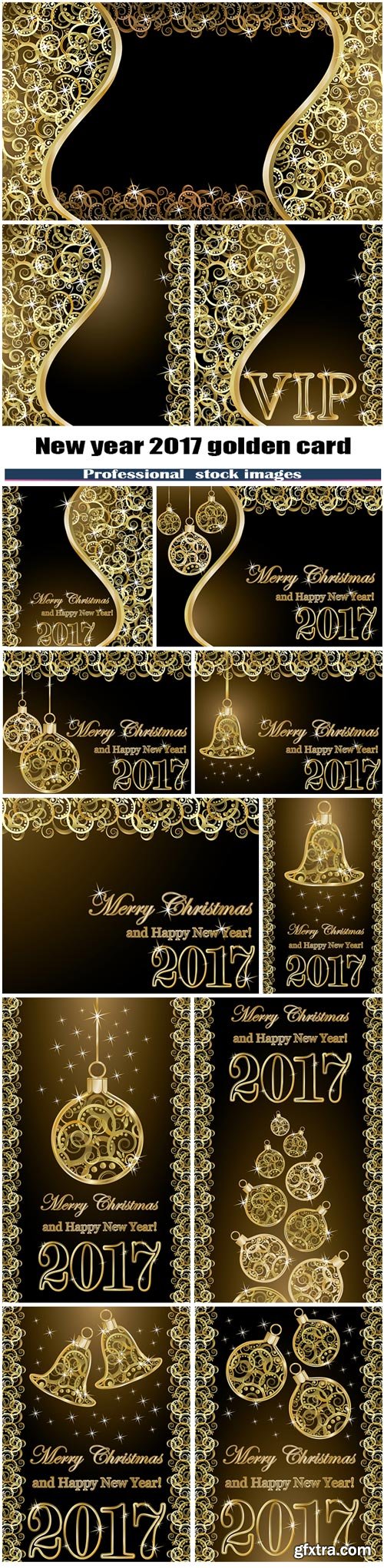 Merry Christmas and happy new year 2017 golden card