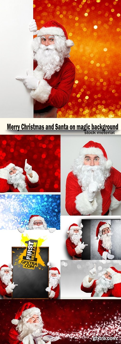 Merry Christmas and Santa on magic background