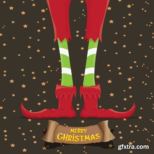 Collection of backgrounds with Christmas elves - 13xEPS