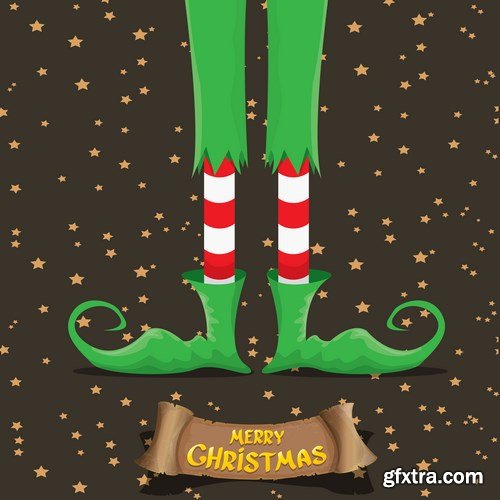 Collection of backgrounds with Christmas elves - 13xEPS