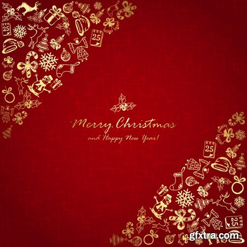 Golden Christmas elements and backgrounds - 16xEPS