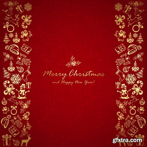 Golden Christmas elements and backgrounds - 16xEPS