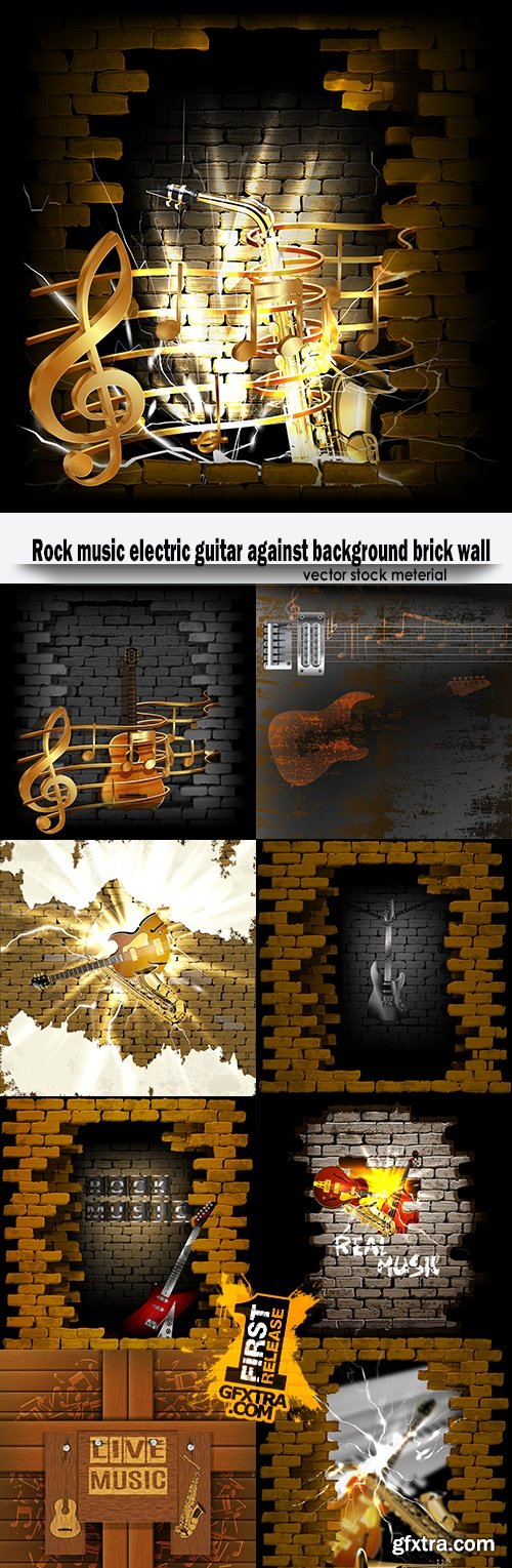 Rock music electric guitar against background brick wall