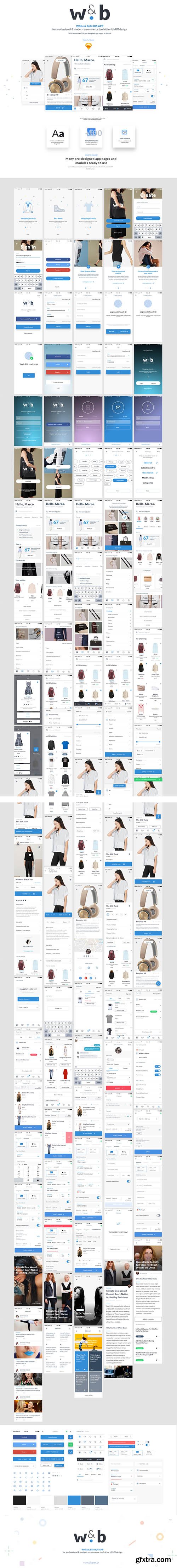 White & Bold iOS UI Kit - 100+ Clean & modern inspired mobile screens