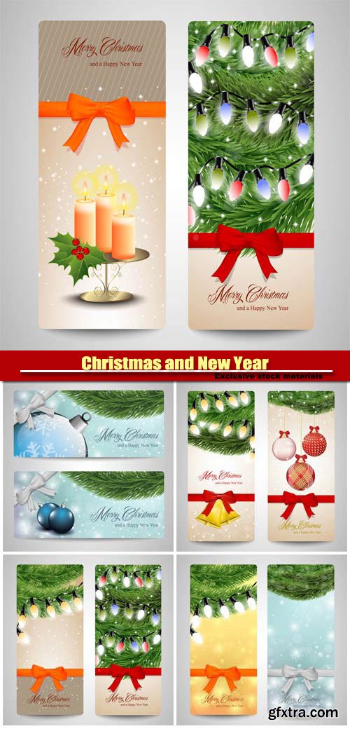 Christmas and Happy New Year, vector holiday backgrounds #8