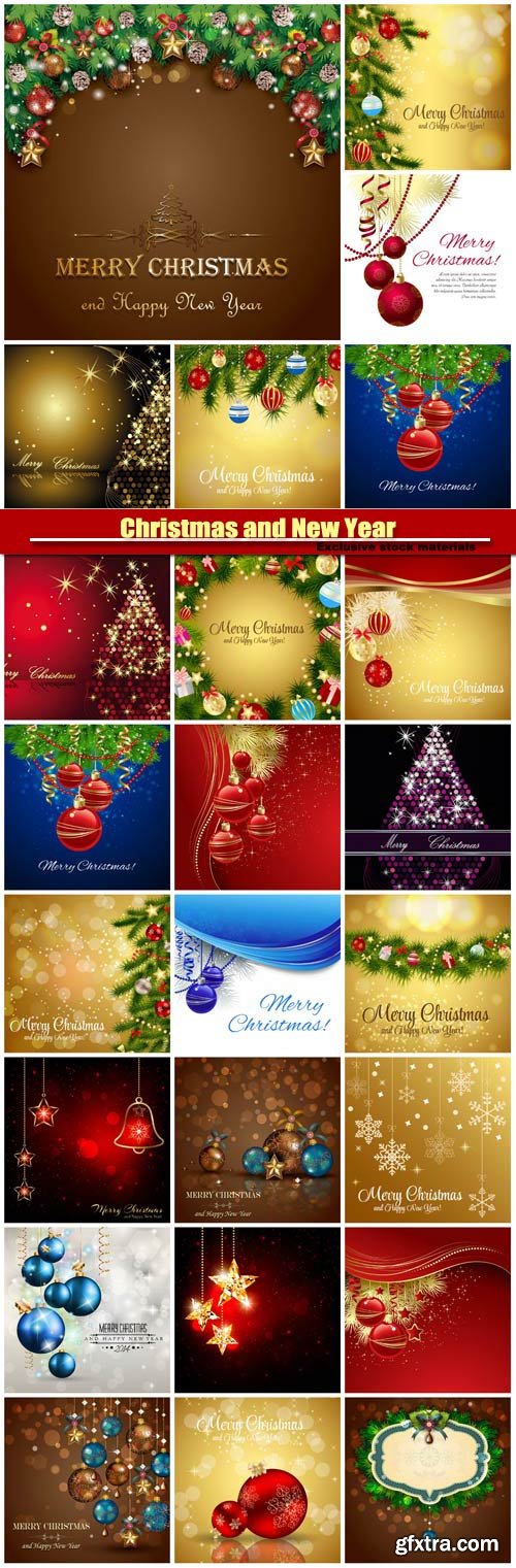 Christmas and Happy New Year, vector holiday backgrounds #10