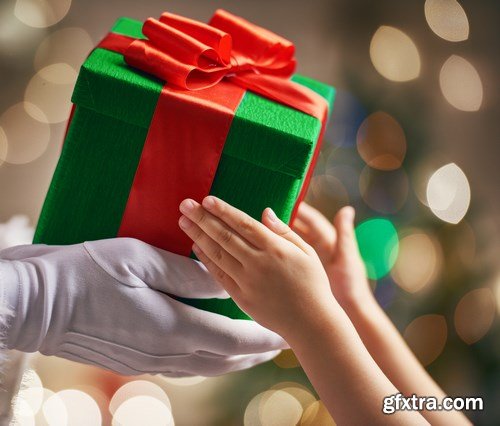 Dear Santa, happy kids and Christmas gifts - 24xUHQ JPEG Photo Stock