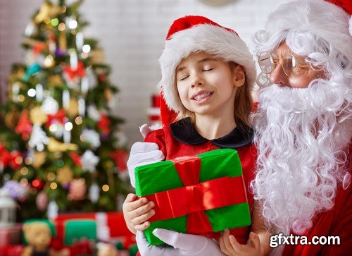 Dear Santa, happy kids and Christmas gifts - 24xUHQ JPEG Photo Stock