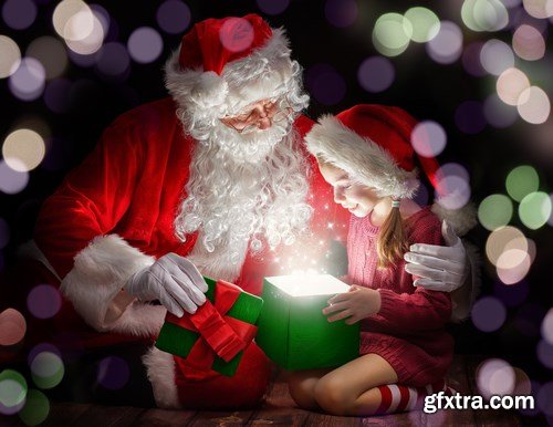 Dear Santa, happy kids and Christmas gifts - 24xUHQ JPEG Photo Stock