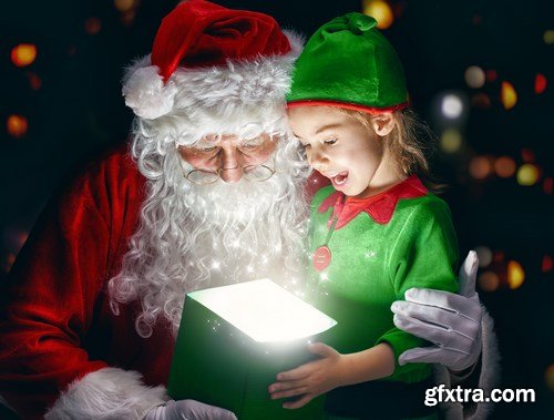 Dear Santa, happy kids and Christmas gifts - 24xUHQ JPEG Photo Stock