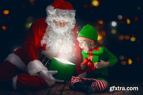 Dear Santa, happy kids and Christmas gifts - 24xUHQ JPEG Photo Stock