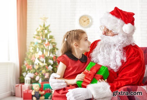 Dear Santa, happy kids and Christmas gifts - 24xUHQ JPEG Photo Stock