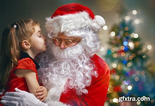 Dear Santa, happy kids and Christmas gifts - 24xUHQ JPEG Photo Stock