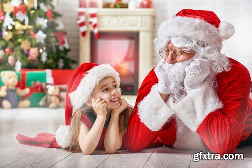 Dear Santa, happy kids and Christmas gifts - 24xUHQ JPEG Photo Stock