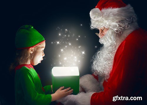 Dear Santa, happy kids and Christmas gifts - 24xUHQ JPEG Photo Stock