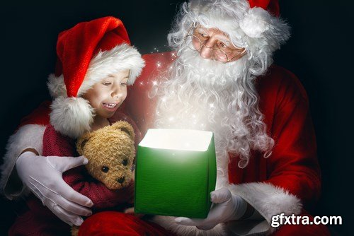 Dear Santa, happy kids and Christmas gifts - 24xUHQ JPEG Photo Stock