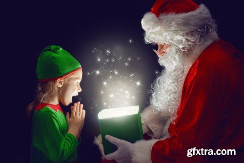 Dear Santa, happy kids and Christmas gifts - 24xUHQ JPEG Photo Stock