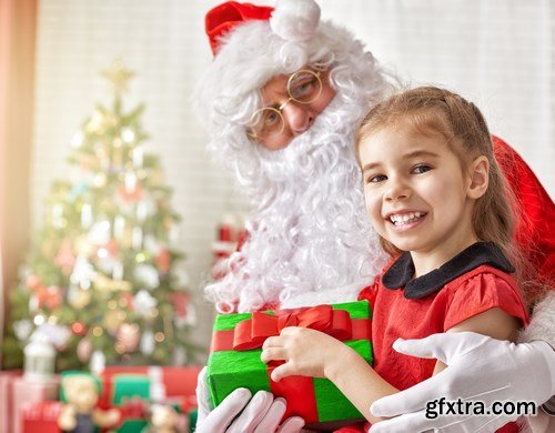 Dear Santa, happy kids and Christmas gifts - 24xUHQ JPEG Photo Stock