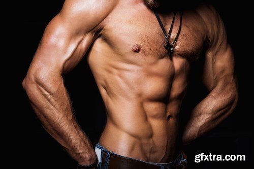 Muscular and sexy torso of young man having perfect abs - 20xUHQ JPEG Photo Stock