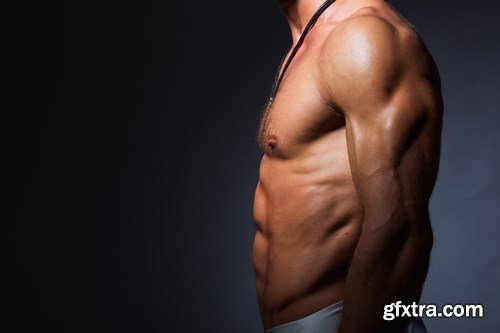 Muscular and sexy torso of young man having perfect abs - 20xUHQ JPEG Photo Stock