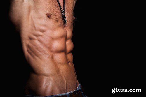 Muscular and sexy torso of young man having perfect abs - 20xUHQ JPEG Photo Stock