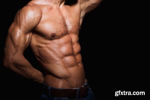 Muscular and sexy torso of young man having perfect abs - 20xUHQ JPEG Photo Stock