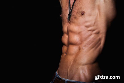 Muscular and sexy torso of young man having perfect abs - 20xUHQ JPEG Photo Stock