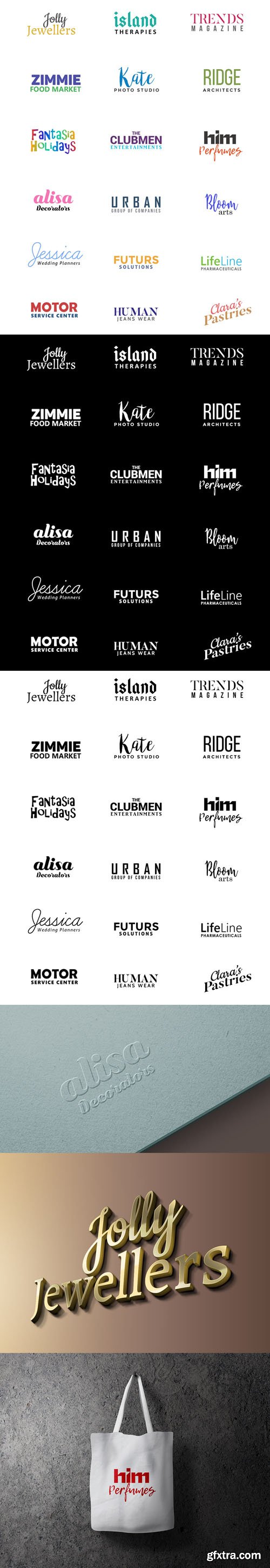 18 Minimal Logo PSD Templates (Color/Black/White)