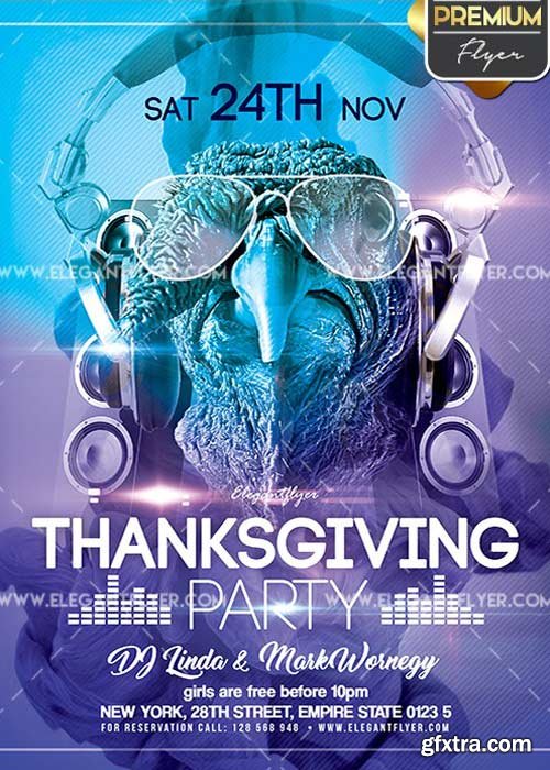 Thanksgiving Party V12 Flyer PSD Template + Facebook Cover