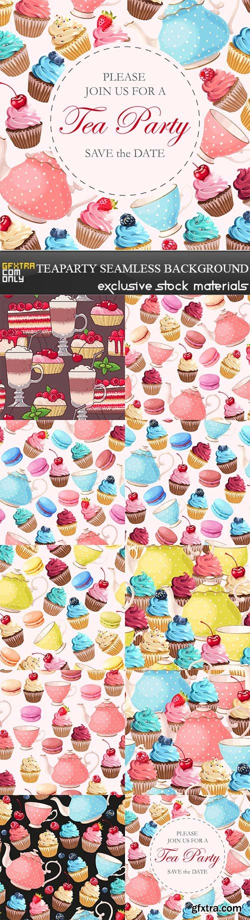 Teaparty seamless background, 10 x EPS