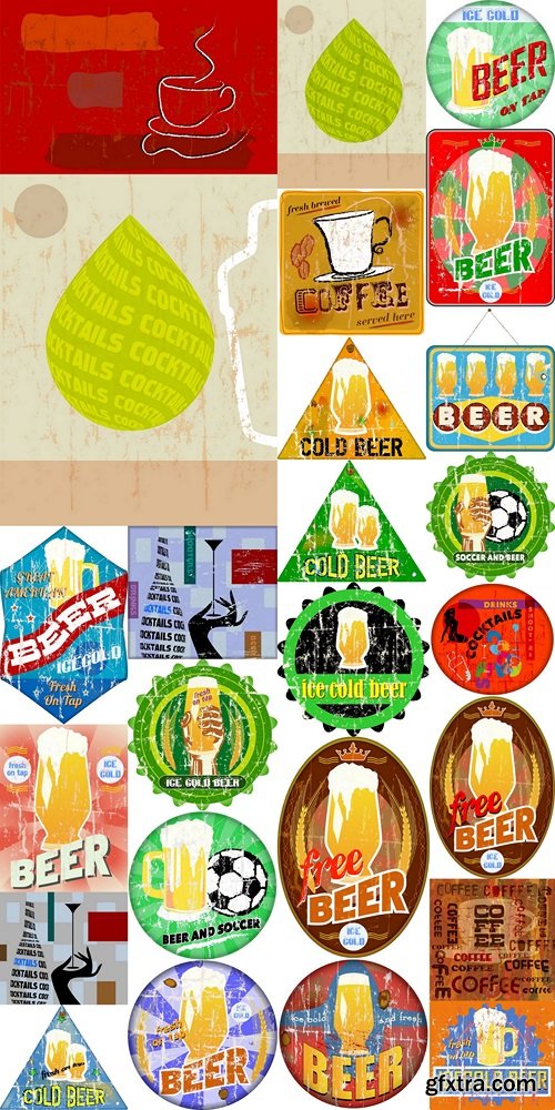 Retro beer advertising enamel sign, vector 3