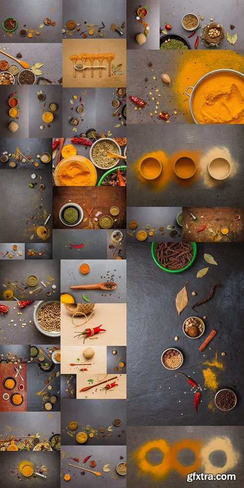 Spices and herbs.Food and cuisine ingredients 2