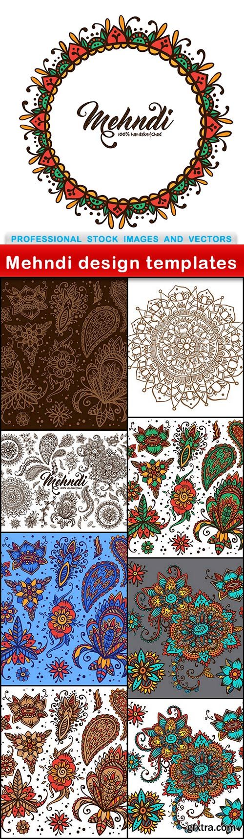 Mehndi design templates - 9 EPS