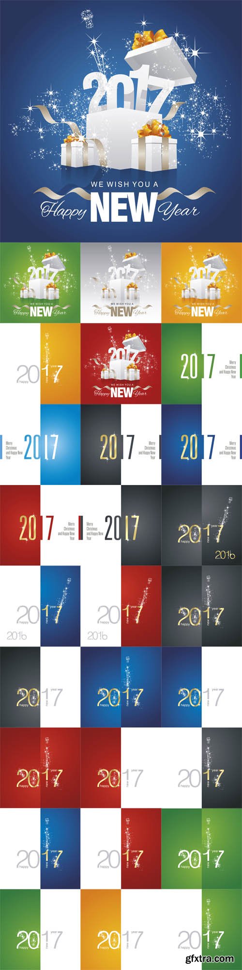Vector Set - 2017 New Year Firework Backgrounds