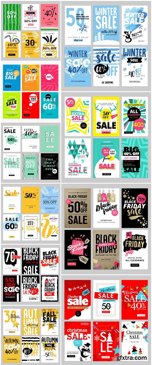 Set of social media sale banners template 2 - 20xEPS Vector Stock