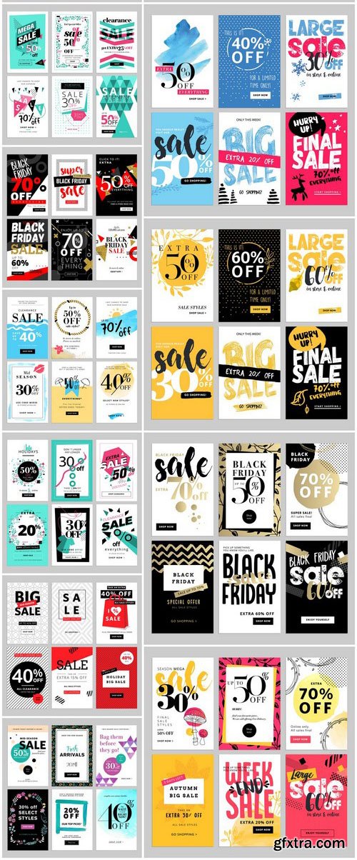 Set of social media sale banners template 2 - 20xEPS Vector Stock