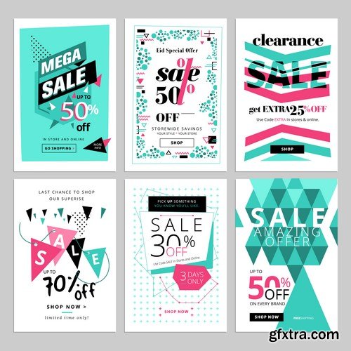 Set of social media sale banners template 2 - 20xEPS Vector Stock