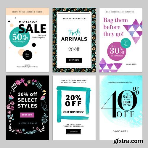 Set of social media sale banners template 2 - 20xEPS Vector Stock