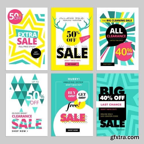 Set of social media sale banners template 2 - 20xEPS Vector Stock