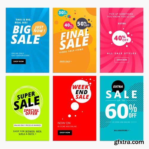 Set of social media sale banners template 2 - 20xEPS Vector Stock