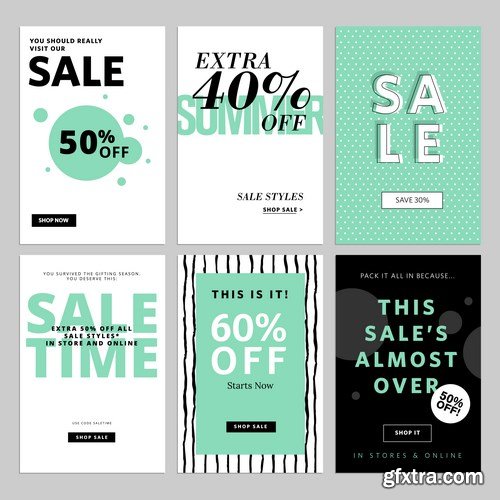 Set of social media sale banners template 2 - 20xEPS Vector Stock