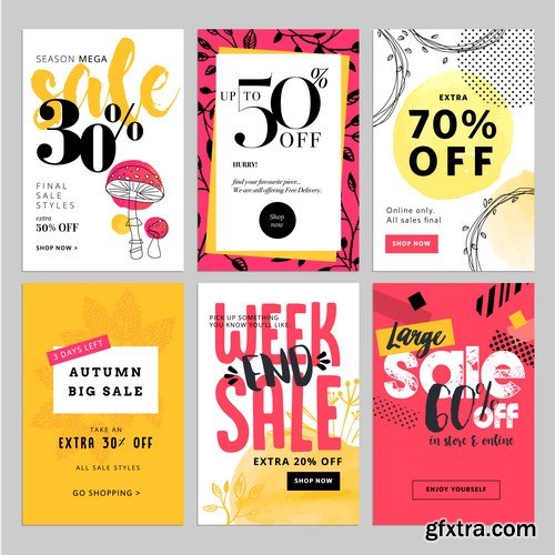 Set of social media sale banners template 2 - 20xEPS Vector Stock