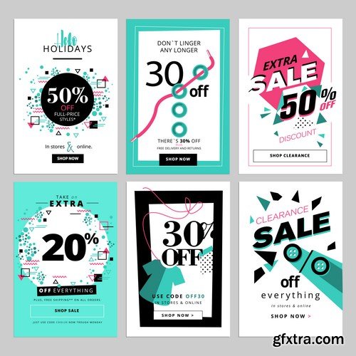 Set of social media sale banners template 2 - 20xEPS Vector Stock