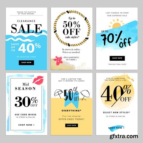 Set of social media sale banners template 2 - 20xEPS Vector Stock